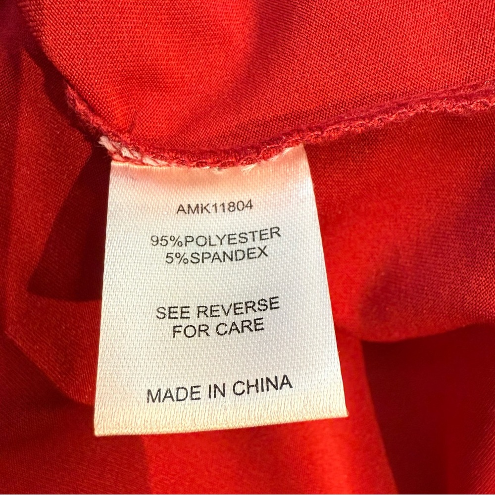 Alison‎ Andrews Red Top Large Grommet Lace-Up Shoulder Long Sleeve Blouse - Picture 12 of 12